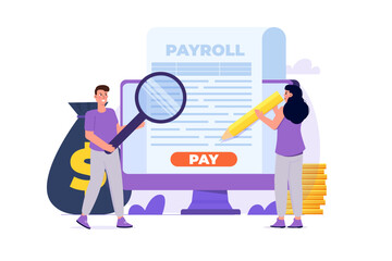 Fototapeta na wymiar Invoice paper, payroll, salary payment concept. Vector illustration