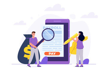 Invoice paper, payroll, salary payment concept. Vector illustration