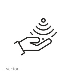 movement hand sensor icon, touch signal, thin line symbol - editable stroke vector illustration