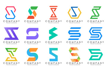 Abstract collection with letters S logo design. creative design logotype S with colorful colors.