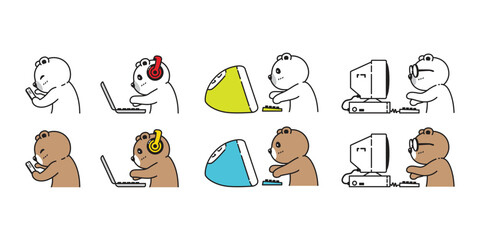 bear vector polar bear icon pc computer laptop notebook pet smart phone character cartoon teddy symbol tattoo stamp scarf illustration design isolated