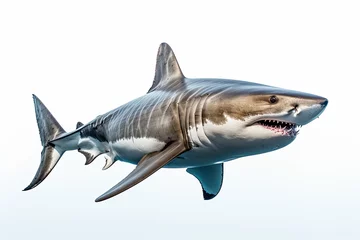 Photo of great shark isolated on a white empty background © twilight mist