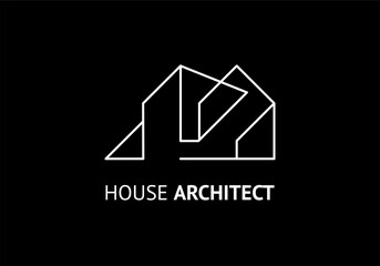 house architect logo line simple, vector illustration template