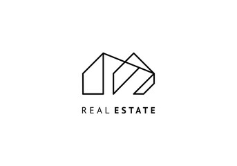 Architect logo icon, line drawing minimalist vector illustration. Building concept template.