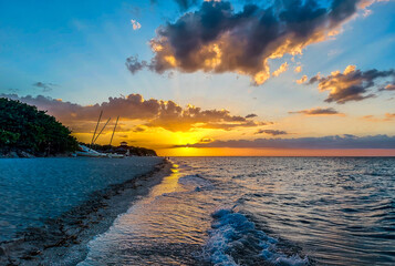Fototapeta na wymiar Sunset on Varadero beach, Cuba.