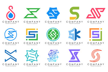 Abstract collection with letters S logo design. creative design logotype S with colorful colors.