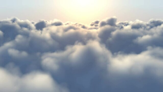 Flying throug the clouds with sun