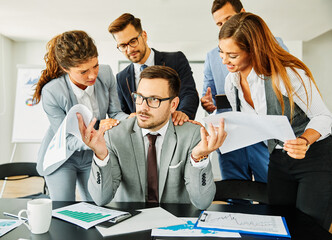 young business people meeting office teamwork group success corporate senior mature colleague...