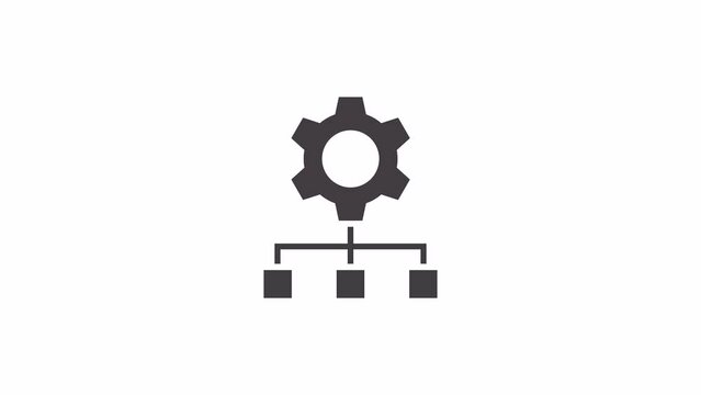 Business gear mechanism concept. Vector icon animation. The background is entirely transparent. It can be used in the desired color background or on another video.
