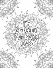 Positive Affirmation Coloring sheet , Mandala Coloring Pages for Mindfulness and Stress-free for Kids and Adults