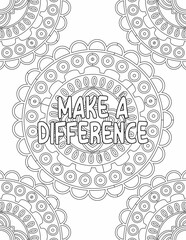 Positive Affirmation Coloring Pages, Mandala Coloring sheet for Mindfulness and Stress-free for Kids and Adults