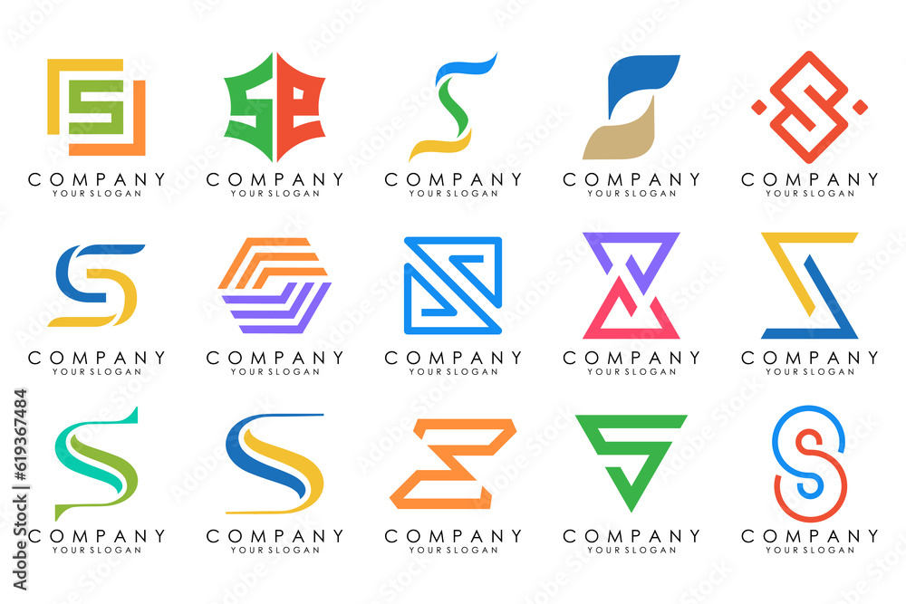Poster abstract collection with letters s logo design. creative design logotype s with colorful colors.