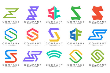 Abstract collection with letters S logo design. creative design logotype S with colorful colors.