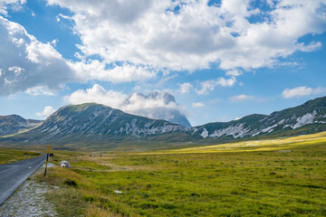Naklejka na ściany i meble Views of Campo Imperatore, a high plateau in the province of L'Aquila, in the heart of the Gran Sasso and Monti della Laga National Park, Abruzzo, Italy