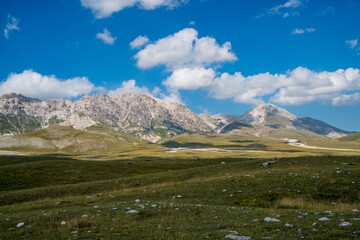 Views of Campo Imperatore, a high plateau in the province of L'Aquila, in the heart of the Gran Sasso and Monti della Laga National Park, Abruzzo, Italy