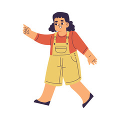 Little Girl Playing Hide and Seek Finding Someone Pointing Finger Vector Illustration