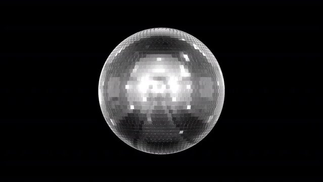 Spinning Silver disco ball with alpha background