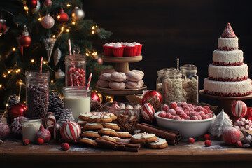 Obraz na płótnie Canvas christmas cookies and decorations