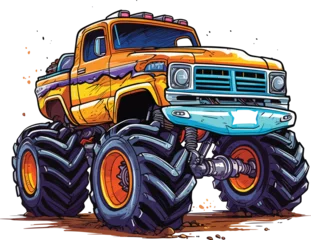 Fotobehang Auto cartoon Monster truck vector cartoon