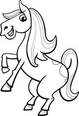 cartoon horse or pony farm animal character coloring page