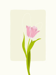 abstrahierte Illustration einer rosa Tulpe