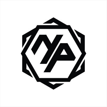 recommend clip art: NP Logo monogram hexagon shape with geometric abstract outline design template