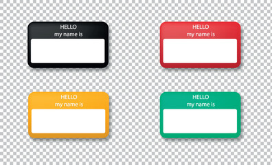 Hello, my name is introduction flat vector label for print