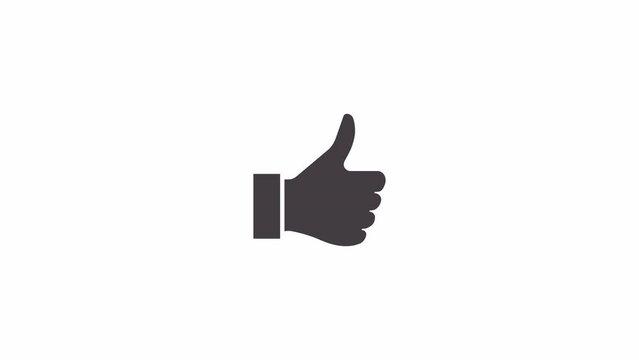 Thumbs up. Vector icon animation. The background is entirely transparent. It can be used in the desired color background or on another video.