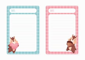 Notepad Page with Cute Chipmunk Character Vector Template