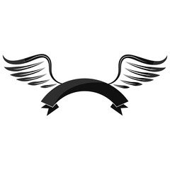 Two wings silhouette with ribbon design