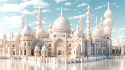 Fototapeta na wymiar A majestic mosque 3d illustration - Generative AI.
