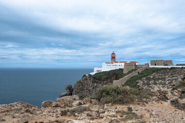 Fototapeta na wymiar Cabo de San Vicente Lighthouse, considered the southwestern tip of Portugal