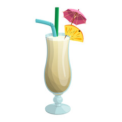Pina colada cocktail . vector illustration on a white background