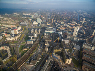 Fototapeta premium Eindhoven City Cityscape in Netherlands. Drone Point of View. Skyline