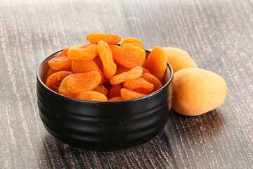 Dried apricot heap in the bowl