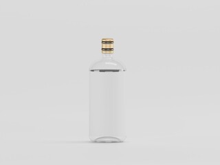 Glass bottle 3d illustration with white background 