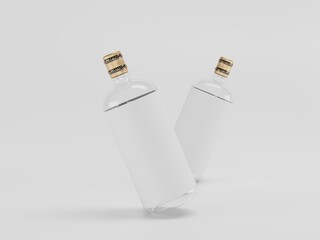 Glass bottle 3d illustration with white background 