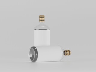 Glass bottle 3d illustration with white background 