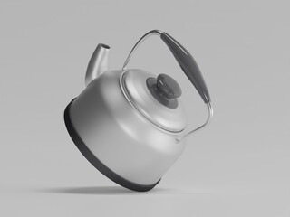 Tea kettle 3d illustration with white background  