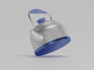 Tea kettle 3d illustration with white background  
