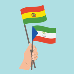 Flags of Bolivia and Equatorial Guinea, Hand Holding flags