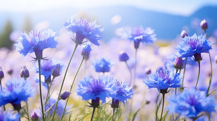 Natural Background with Cornflowers, Generative Ai