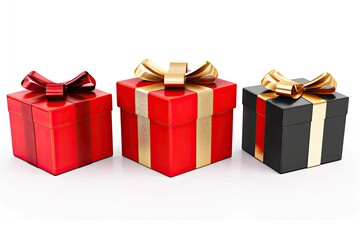 Obraz premium Gift Box on White Background for Holidays, Birthdays and Celebrations. Decoration Design Isolated for Christmas Xmas Anniversary and Greeting