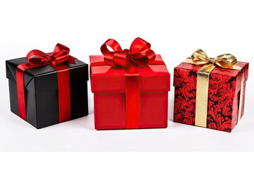 Obraz premium Gift Box on White Background for Holidays, Birthdays and Celebrations. Decoration Design Isolated for Christmas Xmas Anniversary and Greeting