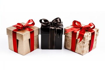 Gift Box on White Background for Holidays, Birthdays and Celebrations. Decoration Design Isolated for Christmas Xmas Anniversary and Greeting