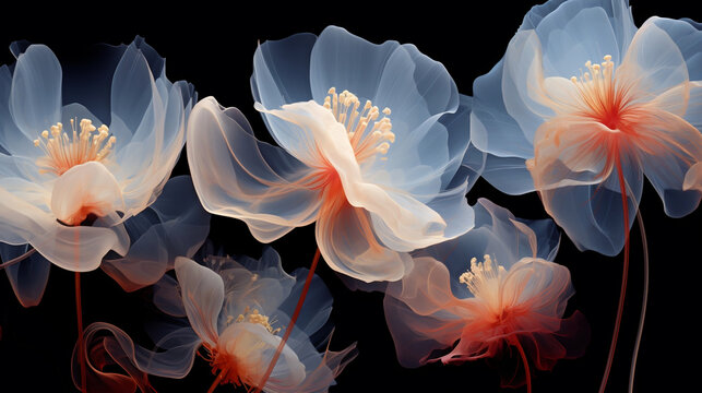 X-Ray Flower Background, Generative Ai