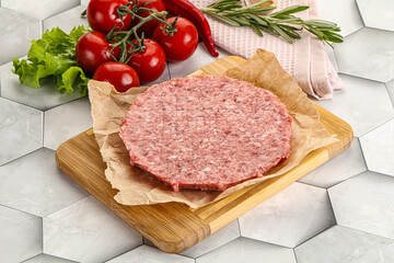 Raw beef uncooked burger cutlet