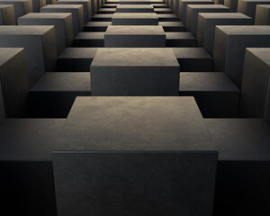 3d elegant black cube block diagonal pattern geometry background wallpaper dark concrete texture for your branding showcase