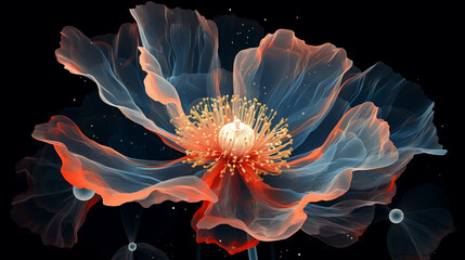 Poppy Flower on Dark, Generative Ai