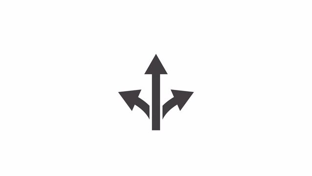Choosing a way concept. Directions with arrows. Vector icon animation. The background is entirely transparent. It can be used in the desired color background or on another video.